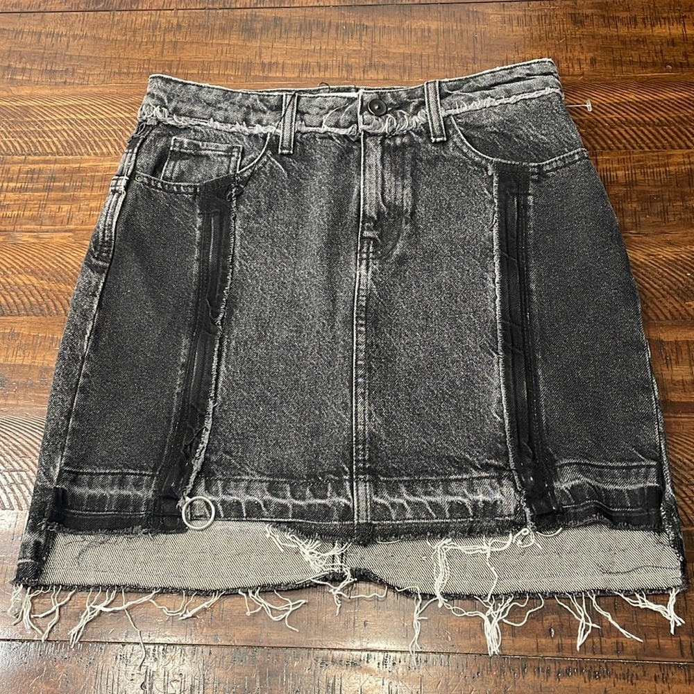 ZARA Distressed Mini Denim Skirt - Picture 2 of 12